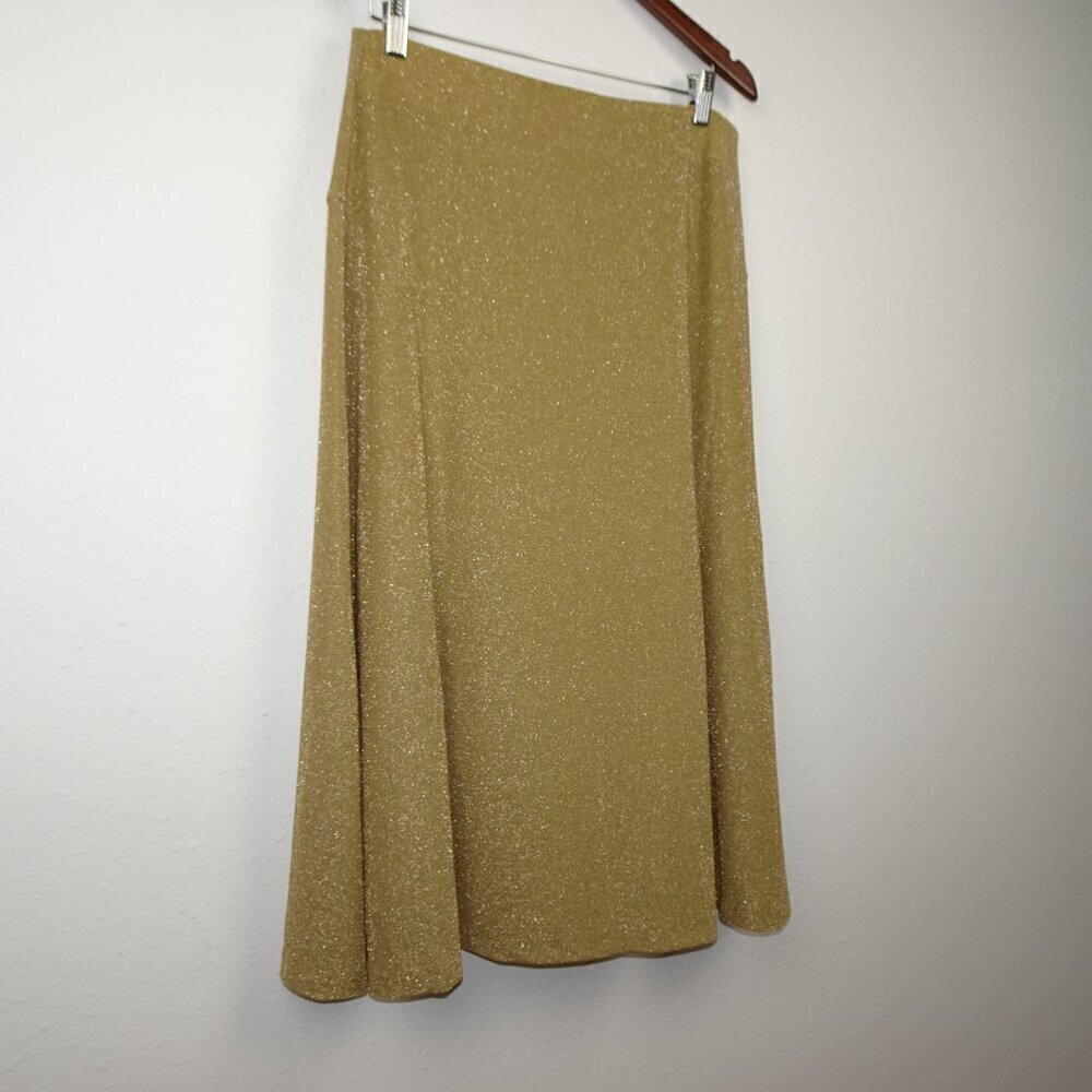 Ralph Lauren Gold Sparkle Skirt Women's Size L Gold Shimmer Holiday Wedding - Picture 5 of 12